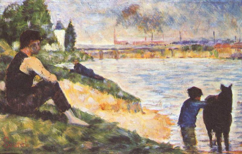 Georges Seurat Knabe mit Pferd oil painting picture